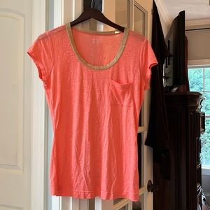 Calvin Klein Coral Peachy Gold Trim T